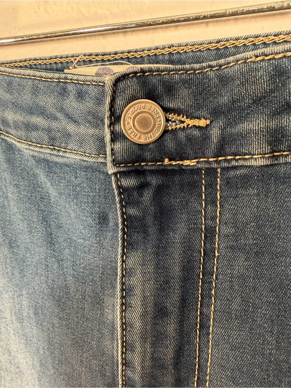 Free People Just Float On Medium Blue High-Rise Bell Bottom Flare Jeans size 30